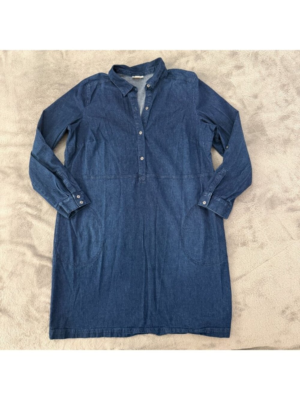 J Jill Denim Shirt Dress Womens XL Chambray Stretch Cotton Collared Button Down